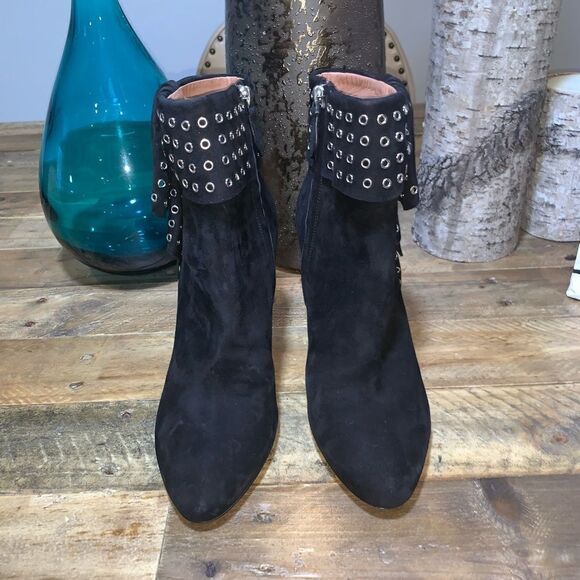 Alaia Shoes - New Alaia Grommet Embellished Suede Ankle Boots